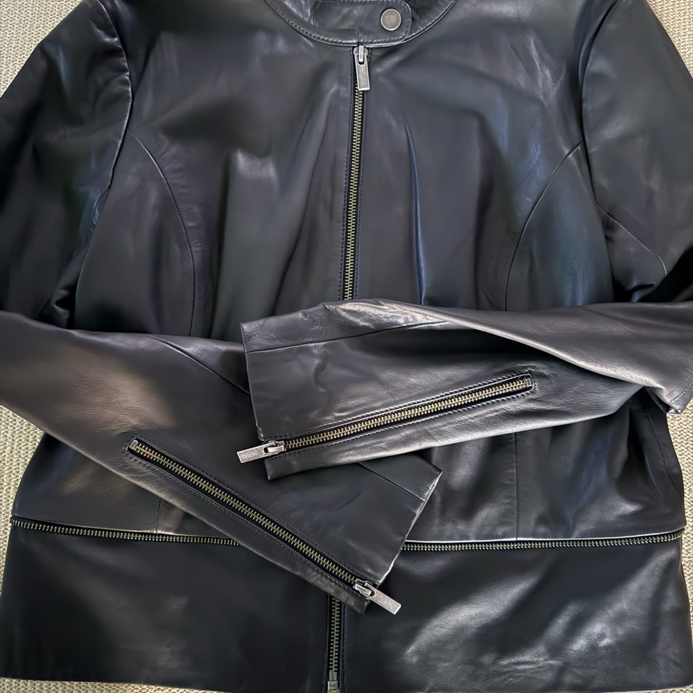 Halogen Midnight Blue Leather Jacket - image 13